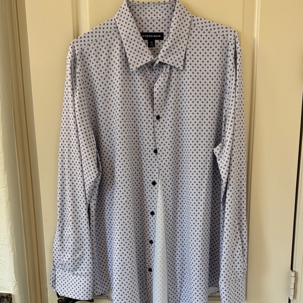 Kenneth Cole White Patterned Long-Sleeve Dress Shirt